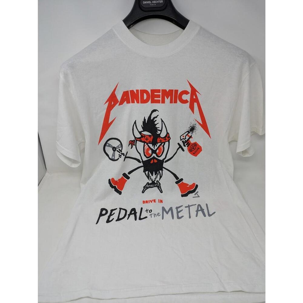 Metallica T Shirt Med White 2020 Drive In Tour Blackened News Pandemica Stream